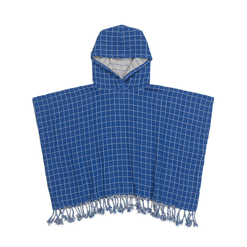 Poncho – Grid – Bright Blue – Natural Grid – Bright Blue – Natural (primary)