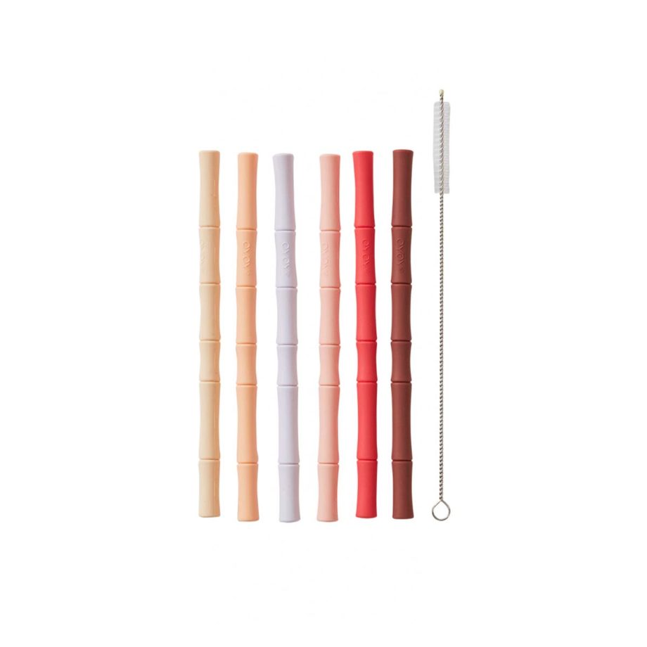 M107200 – Bamboo Silicone Straw – Pack of 6 – 405 Cherry Red – Vanilla – Main